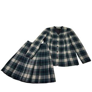 Pendleton Young Vintage Virgin Wool Plaid Skirt Blazer Suit Set